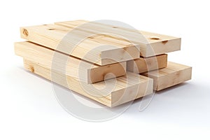 Stacked Wood Planks Isolated on White Background. Generative ai
