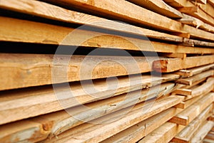 Stacked wooden boards