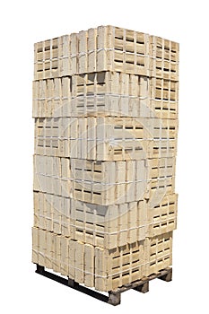 Stacked wooden crates on a pallet
