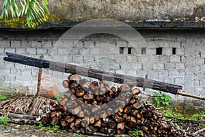 Stacked wooden logs. Maragogipinho photo