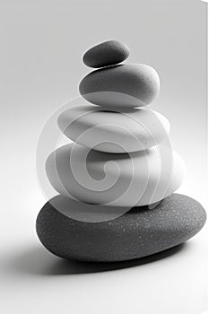Stacked zen stones isolated on white background. 3d illustration