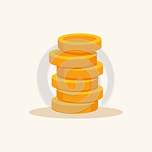 Stacking Gold Coin Icon Vector Template Illustration Design