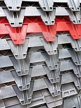 Stacking Gray and Red Plastic Boxes Textures