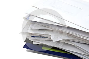 Stacking of letter mails on white on white background