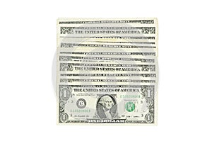 Stacking one dollar banknote
