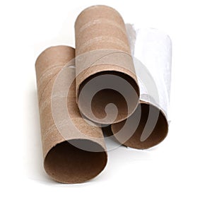Stacking of toilet rolls emptiness, top view photo