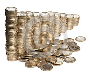Stacks of 1 Euros Coins