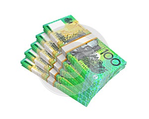 Stacks of 100 Australian Dollar Banknotes