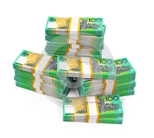 Stacks of 100 Australian Dollar Banknotes