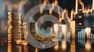 Stacks of Bitcoin Coins.AI generated image