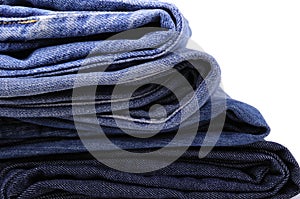 Stacks of blue jeans