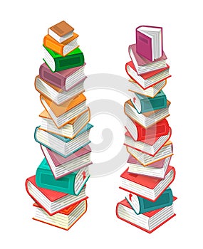 Stacks of books isolated on white backgound vector