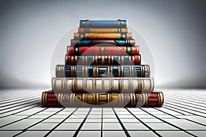 The stacks of books that, m a frame on white background. Generative AI