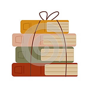Stacks of books for reading, pile of textbooks for education. Magic cute flat vector illustration isolated on white background