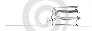 stacks of books shape drawing by continuos line, thin line design vector illustration