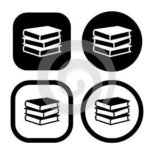 Stacks of books vector silhouette illustration for study icon or library symbol.