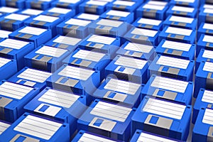 Stacks of brand new blue floppy disks