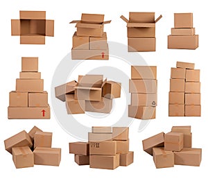 Stacks of cardboard boxes photo