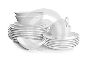 Stacks of ceramic dishware