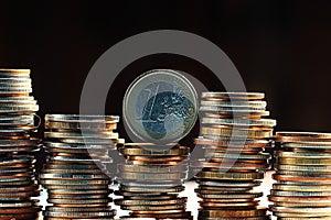 Stacks of coins concept dollars