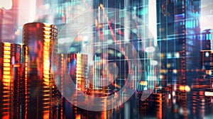 The Stacks of Digital Coins. AI generated