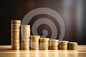 stacks of coins with a diminishing pattern, representing reducing debt