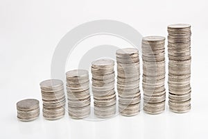 Stacks of coins isolated