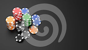 Stacks of colorful casino chips