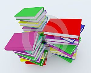 Stacks of coloured books