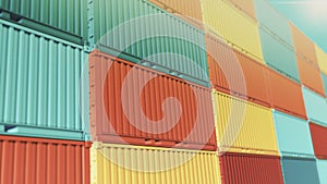 Stacks of coloured shipping container