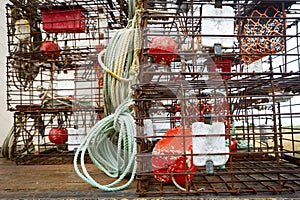 Stacks of crayfish traps
