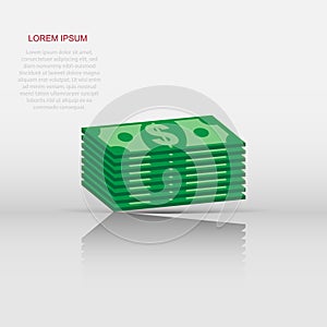 Stacks dollar cash. Vector illustration in flat design on white background