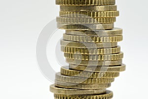 stacks of euro coins, isolated photo