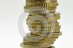 stacks of euro coins, isolated photo