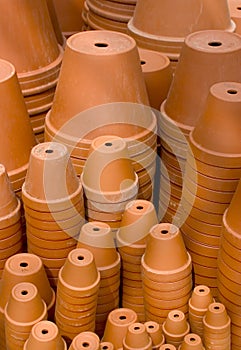 Stacks of flowerpots photo