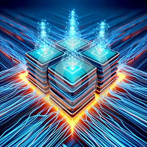 Stacks of futuristic quantum cores