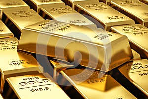 Stacks of gold bars photo