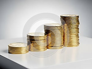 Stacks of gold coins increasing in size