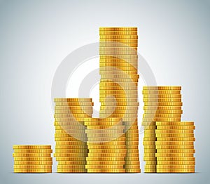 Stacks of gold coins vector
