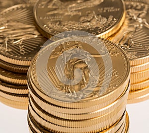 Collection of one ounce gold coins photo