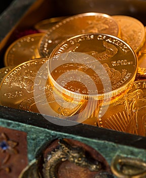 Collection of one ounce gold coins photo