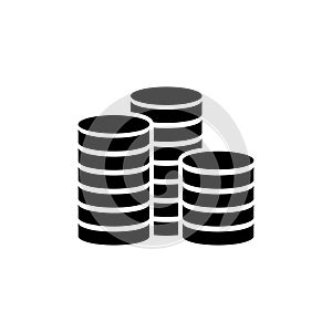 Stacks of Golden Coins, Money Finance. Flat Vector Icon illustration. Simple black symbol on white background. Stacks of Golden