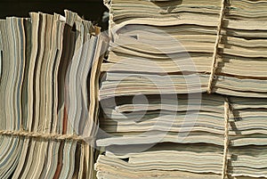 Stacks of magazines ready to be recycled