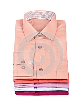 Stacks of many colored clothes