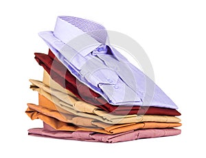 Stacks of many colored clothes