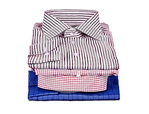 Stacks of many colored clothes