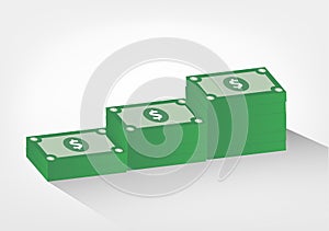 Stacks of money illustration - dollar bills vector graphic , photo