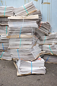 Stacks of Newpapers on urban street