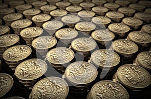 Stacks of one pound coins