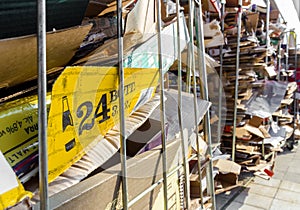 Stacks of paper and cardboard for recycling